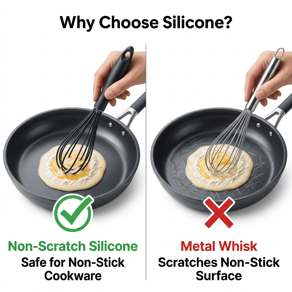 Silicone-Coated Whisk Set of 3, Non-Scratch Stainless Steel Whisks, 8, 10 and 12 Inch, Black - Image 6