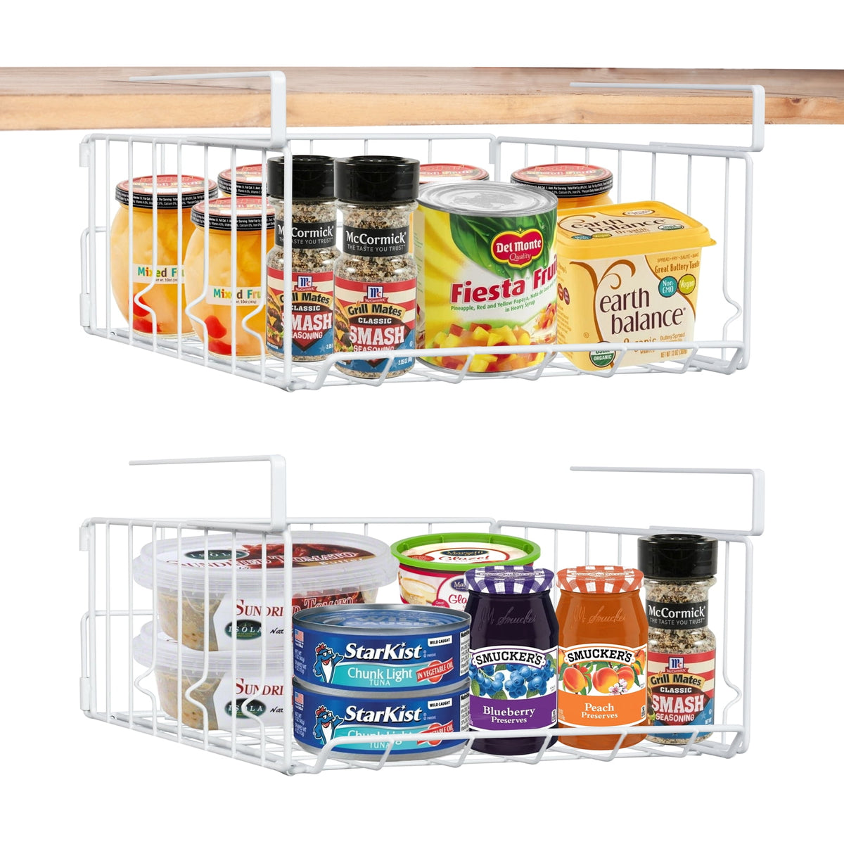 Under Shelf Hanging Baskets, 2-Pack Wire Cabinet and Pantry Organizers, 12.8 x 10.16 x 4.92 Inch - Image 6