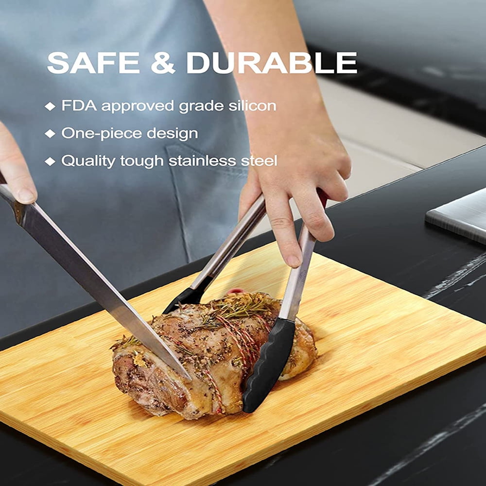 Silicone-Tipped Kitchen Tongs, Stainless Steel 3-Piece Set, 7, 9 and 12 Inch - Image 3