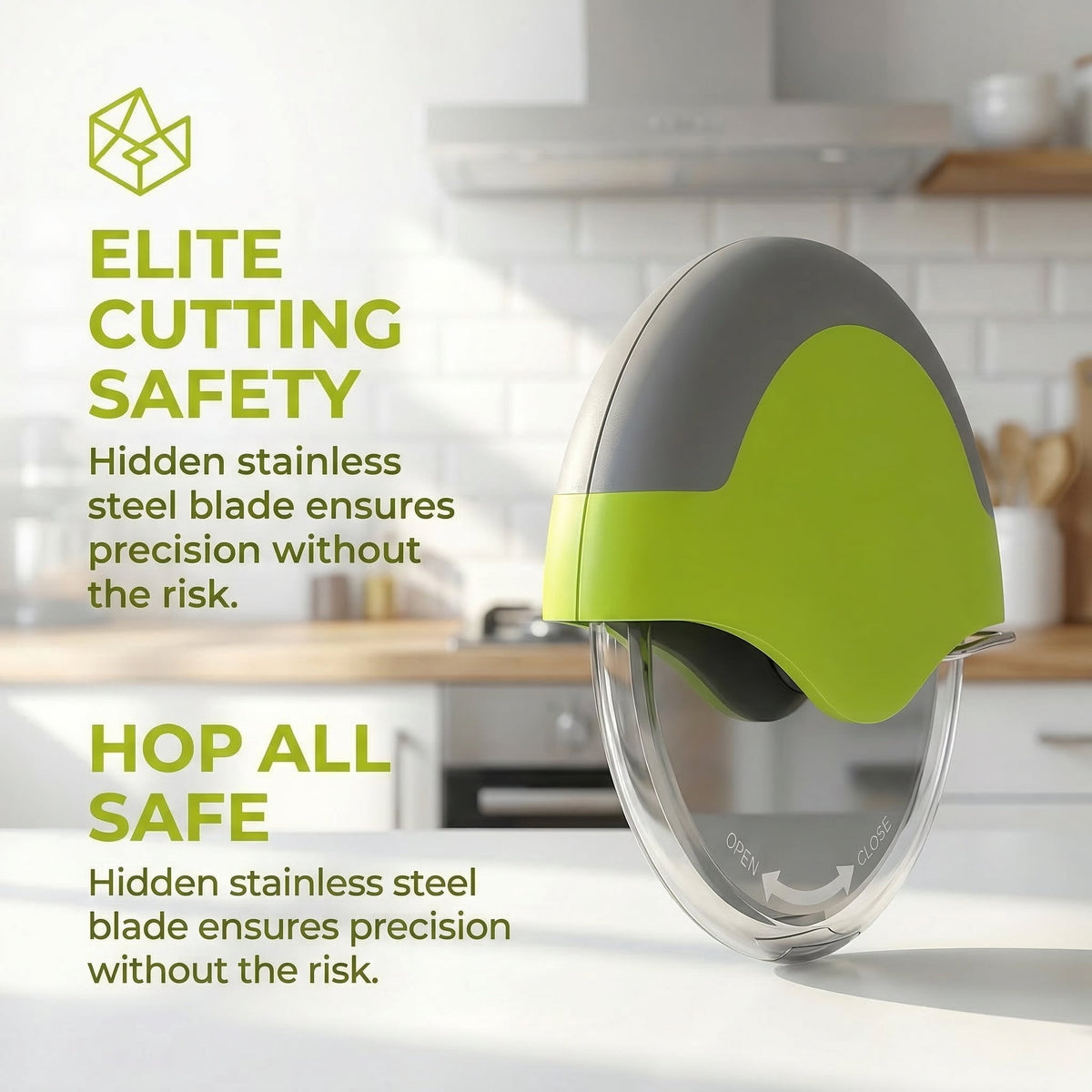 Palm Pizza Cutter Wheel, Stainless Steel Blade with Protective Cover, Green - Image 3