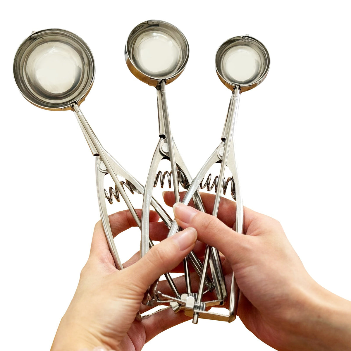 Trigger Scoop Set of 3, Stainless Steel Ice Cream and Cookie Dough Scoops, Small, Medium and Large - Image 2