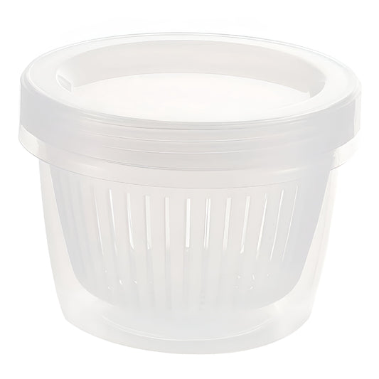 Round Produce Saver Container for Onion, Garlic and Ginger, Clear with Screw Lid
