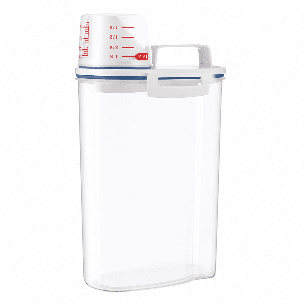 Cereal and Rice Dispenser Box, 2 L Clear Grain Container with Measuring Cup Lid