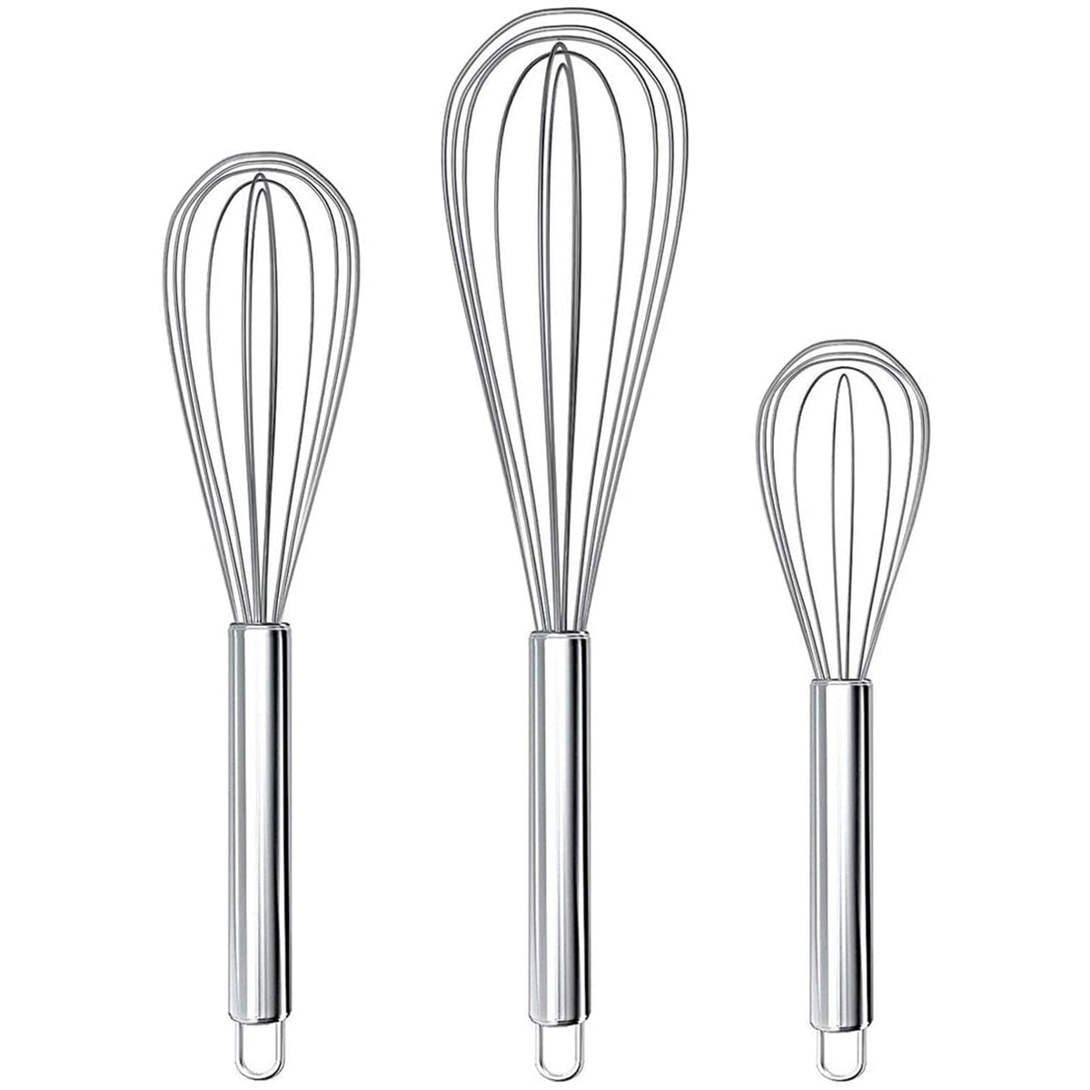 Balloon Whisk Set of 3, Stainless Steel, 8, 10 and 12 Inch