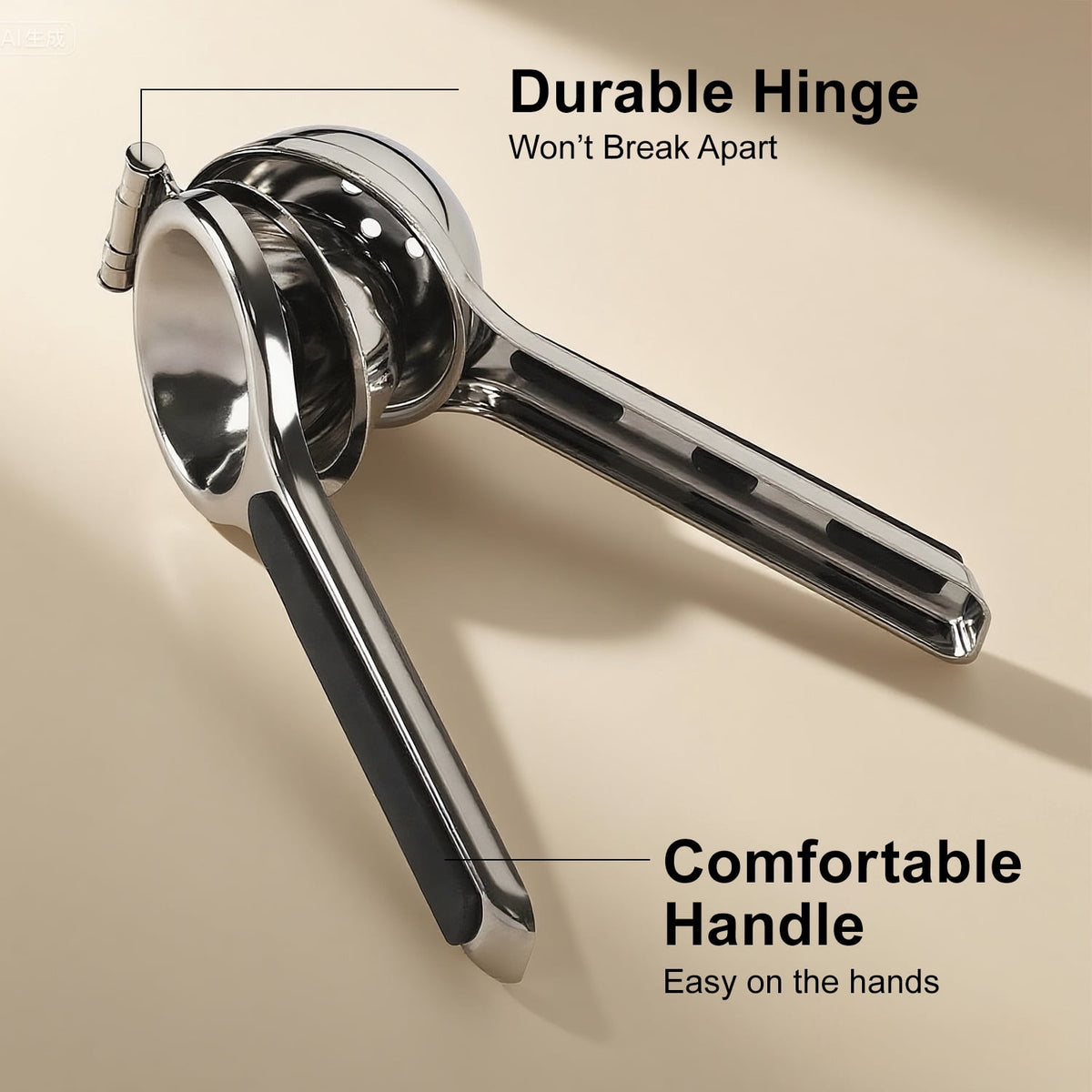 Stainless Steel Lemon Squeezer with Silicone Handles, Heavy Duty Handheld Citrus Juicer - Image 4