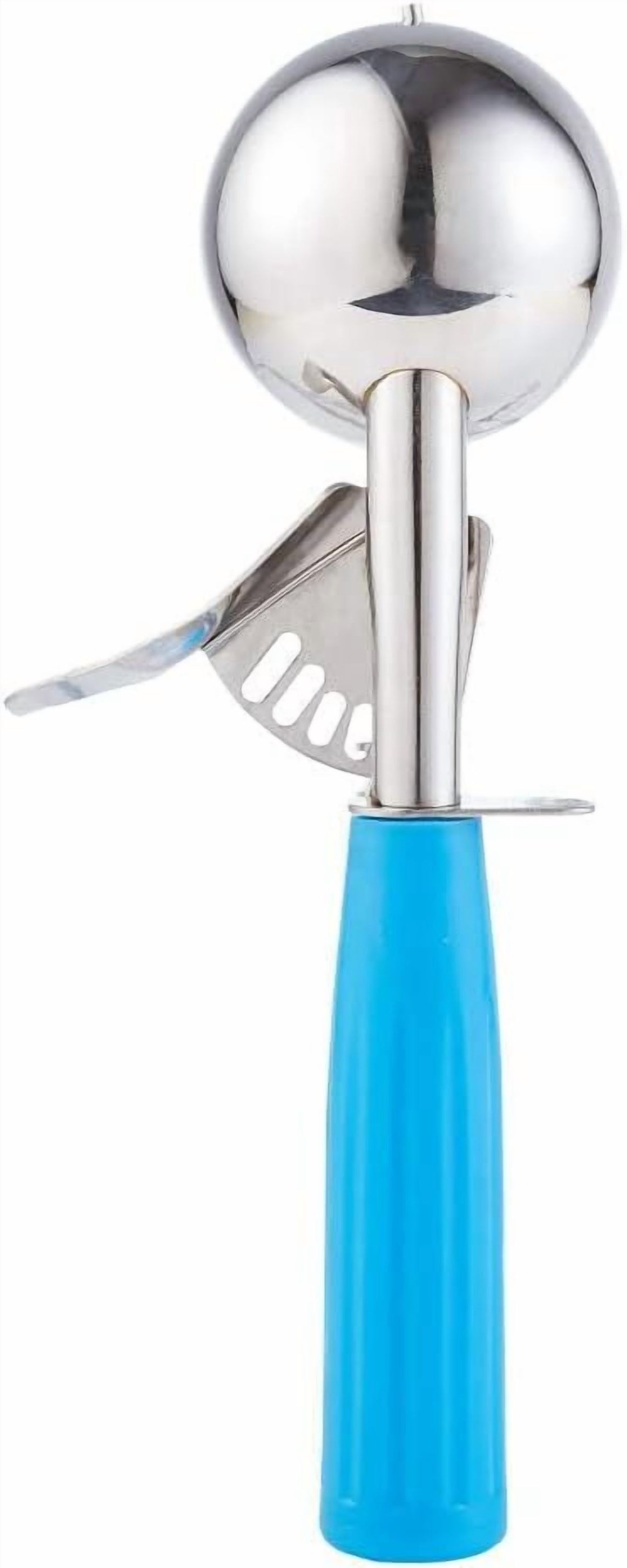 Portion Scoop, 2 oz Stainless Steel Disher with Blue Handle for Cookies, Cupcakes and Ice Cream