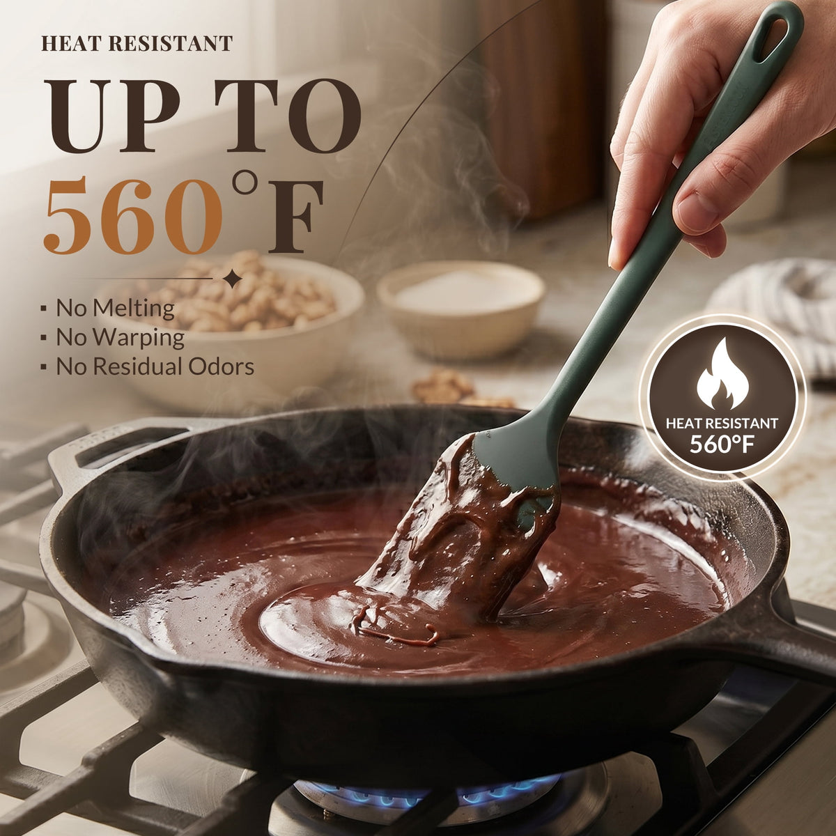 Silicone Spatula Set of 5, Stainless Steel Core, Heat Resistant to 560°F - Image 5
