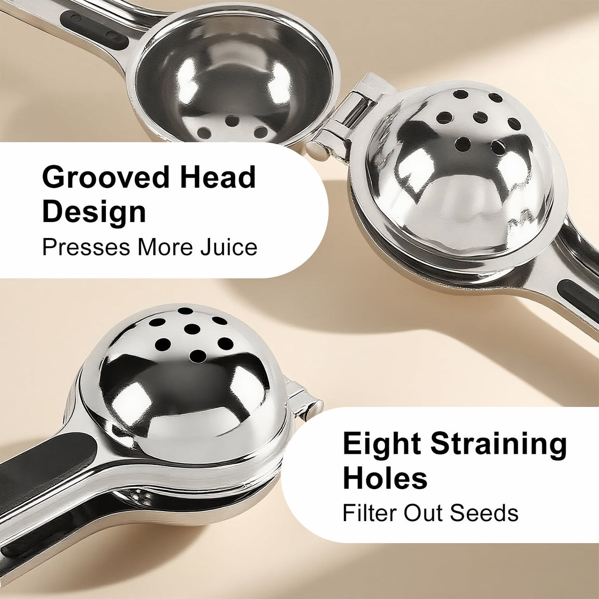 Stainless Steel Lemon Squeezer with Silicone Handles, Heavy Duty Handheld Citrus Juicer - Image 5