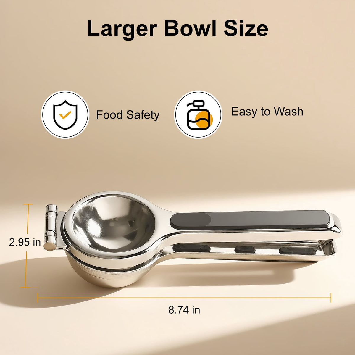 Stainless Steel Lemon Squeezer with Silicone Handles, Heavy Duty Handheld Citrus Juicer - Image 3