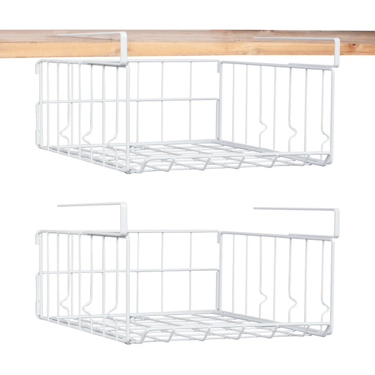 Under Shelf Hanging Baskets, 2-Pack Wire Cabinet and Pantry Organizers, 12.8 x 10.16 x 4.92 Inch