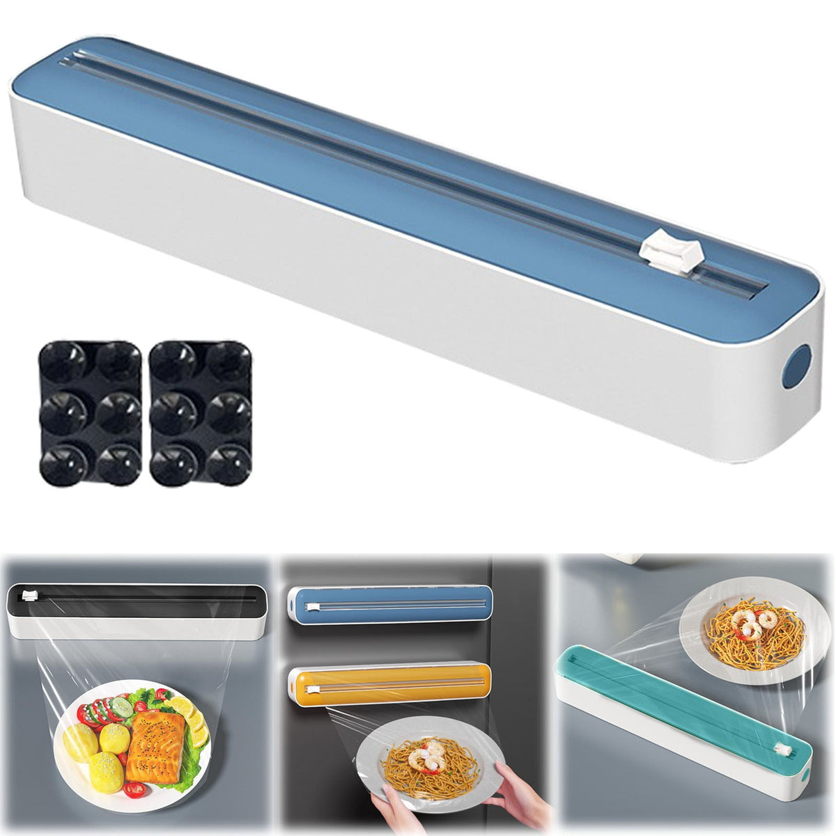 Plastic Wrap Dispenser with Cutter, Wall-Mounted Cling Film and Foil Cutter Box - Image 3