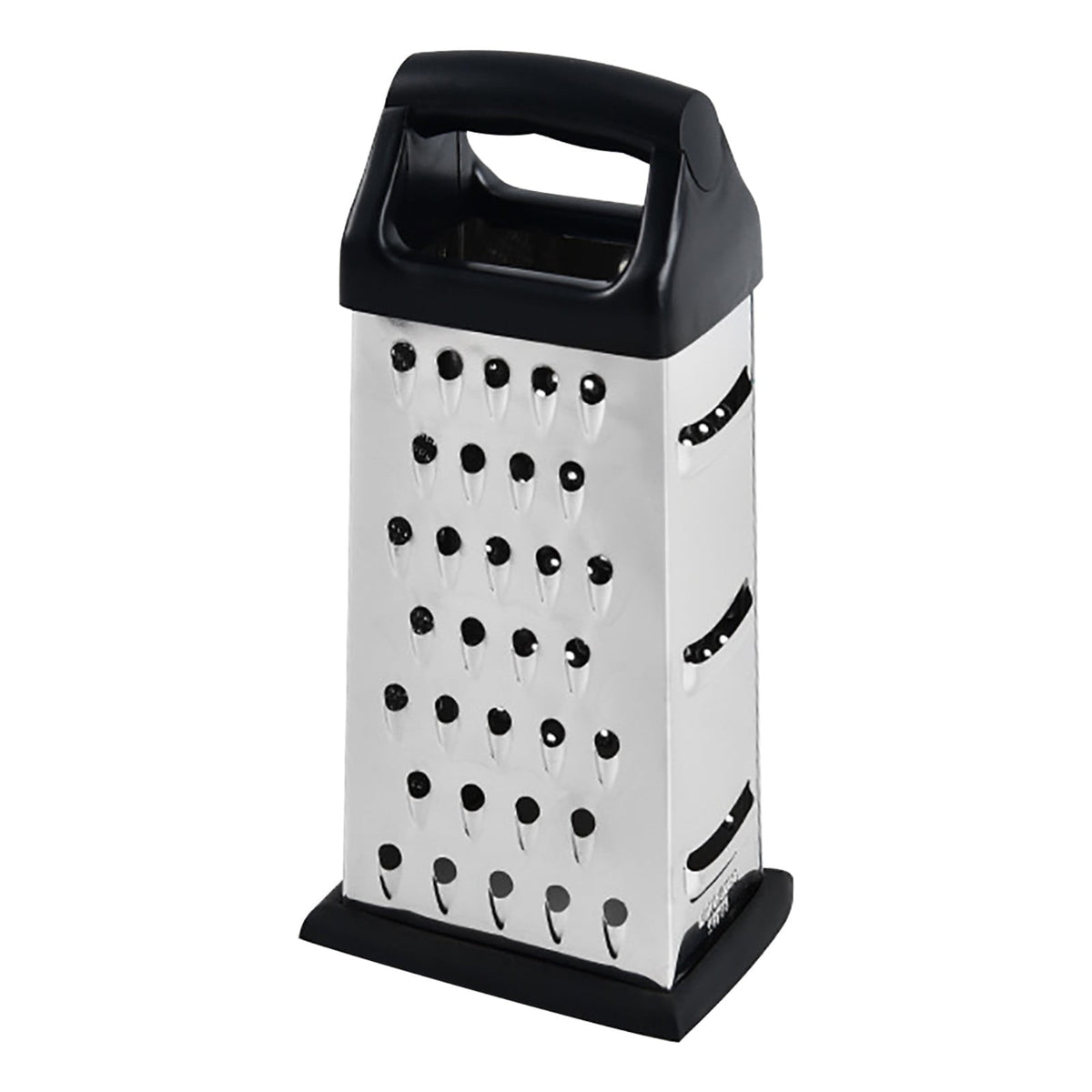 Four-Sided Box Grater, Stainless Steel with Fine, Medium and Coarse Faces and Comfort Handle
