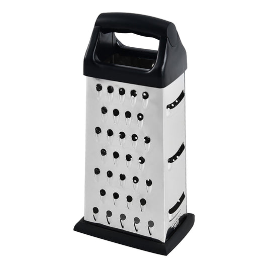 Four-Sided Box Grater, Stainless Steel with Fine, Medium and Coarse Faces and Comfort Handle