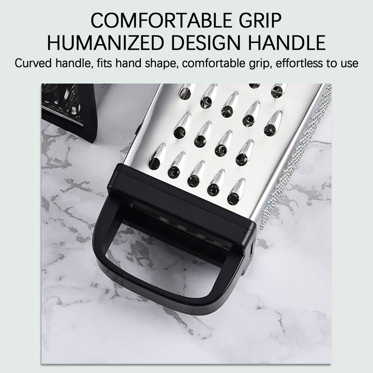 Four-Sided Box Grater, Stainless Steel with Fine, Medium and Coarse Faces and Comfort Handle - Image 4