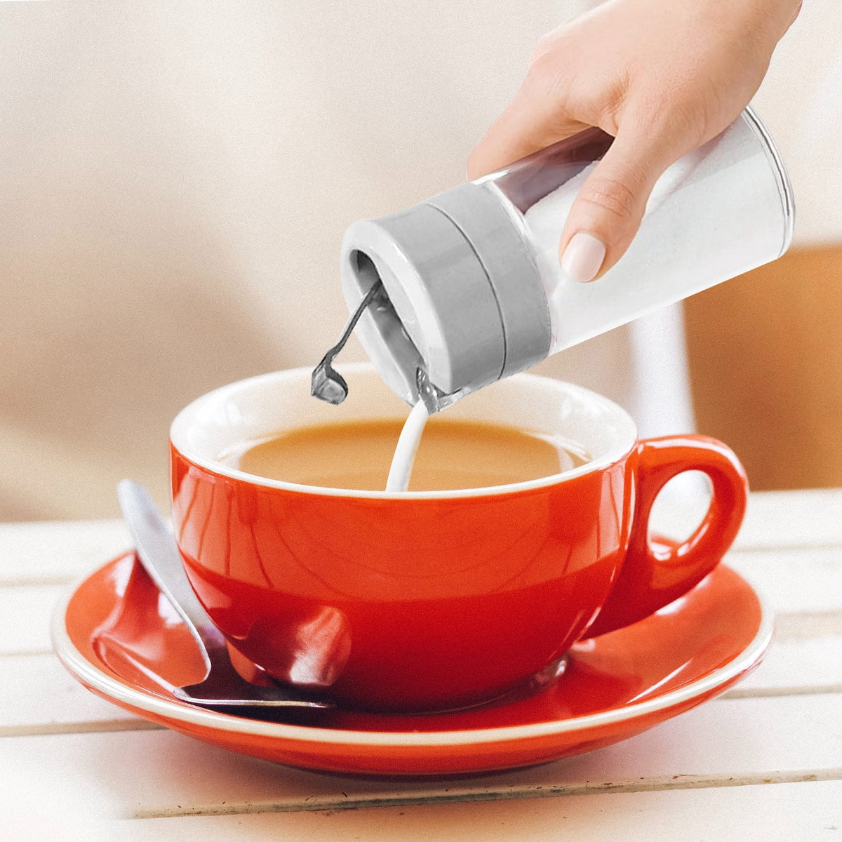 Glass Sugar Dispenser with Auto Flip Spout, 8.5 oz Weighted Pourer, Set of 2, Gray - Image 4