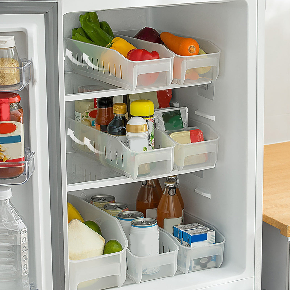 Stackable Freezer and Pantry Organizer Bins with Removable Dividers and Handles - Image 5