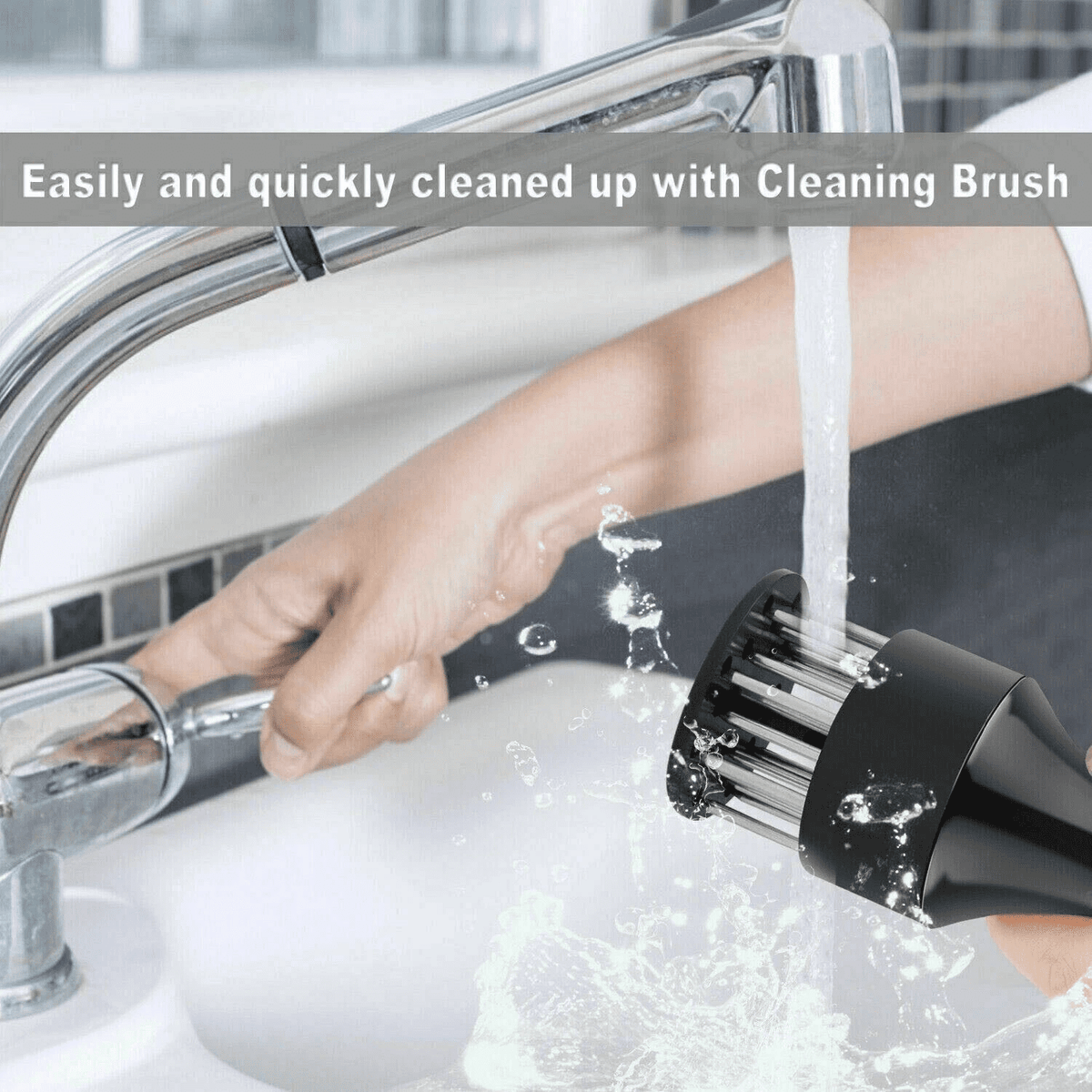 Needle Meat Tenderizer with 21 Stainless Steel Blades and Retracting Guard, Black - Image 6