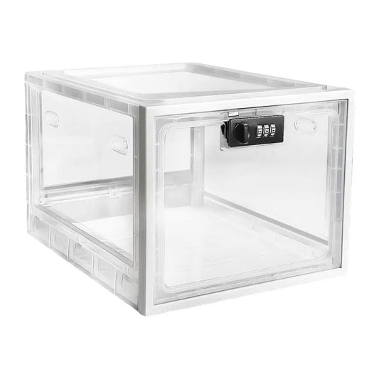 Lockable Clear Storage Box with 3-Digit Combination Lock, 11.9 x 9 x 7.6 Inch