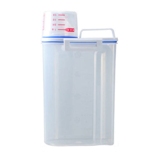 Airtight Flour and Rice Container, 5 lb Dry Food Bin with Measuring Cup and Handle