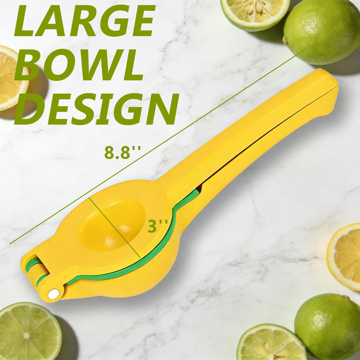Handheld Citrus Squeezer, Dual-Size Metal Lemon and Lime Juicer, Yellow - Image 2