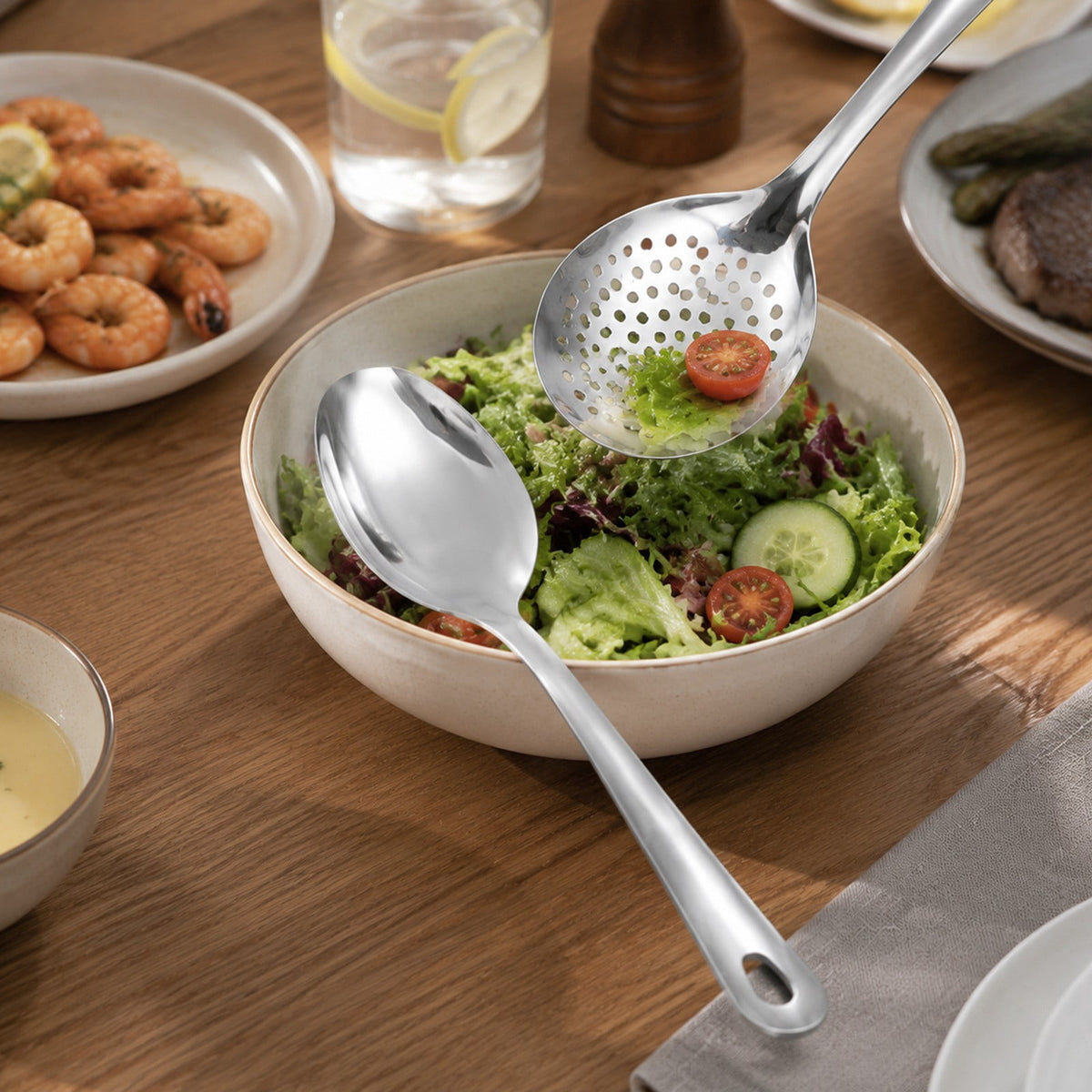 Stainless Steel Cooking Spoon, Solid Metal Serving and Stirring Spoon, 9.84 Inch - Image 6