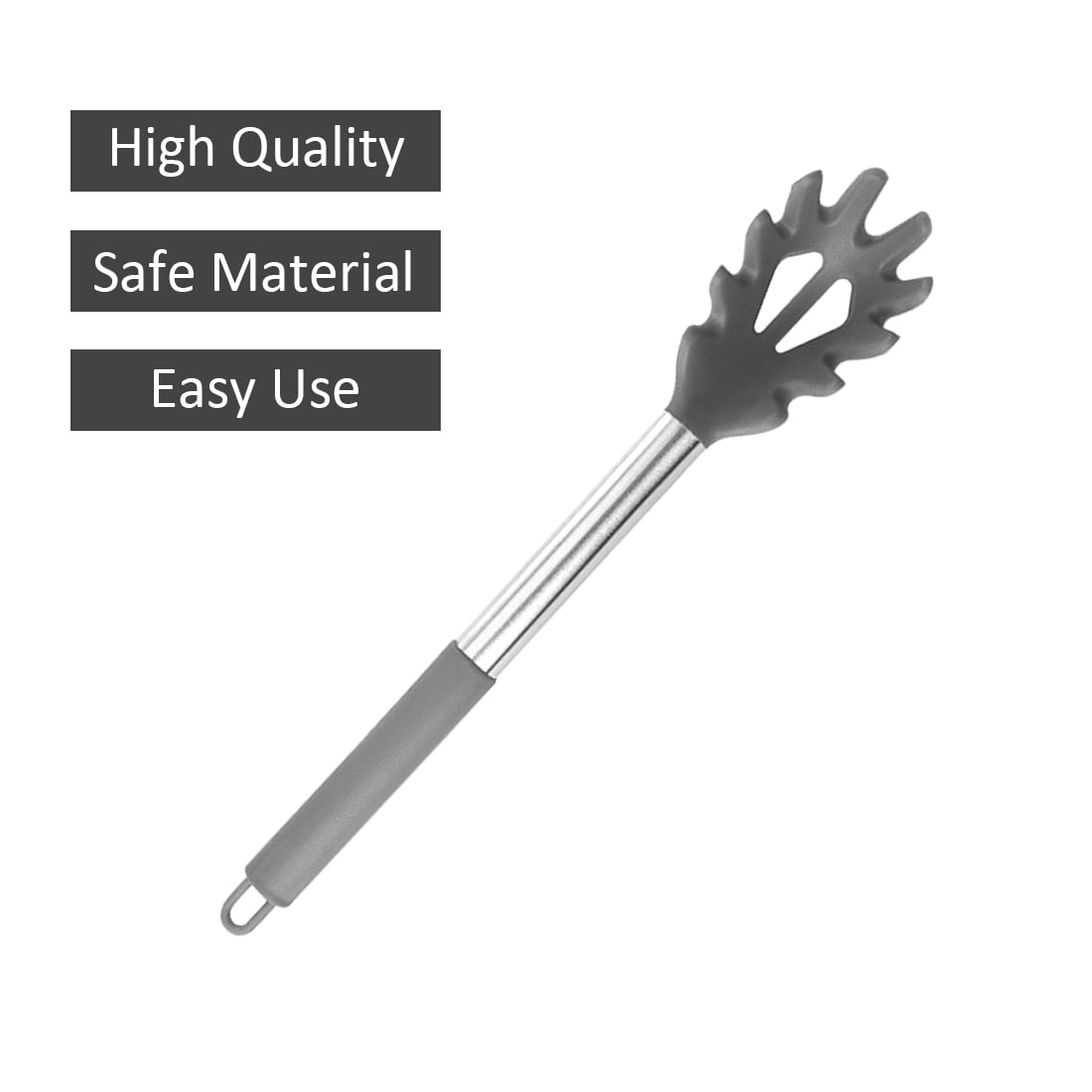Silicone Pasta Server Fork with Stainless Steel Core, Heat Resistant Spaghetti Spoon - Image 2