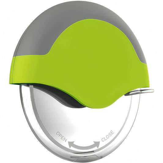 Palm Pizza Cutter Wheel, Stainless Steel Blade with Protective Cover, Green