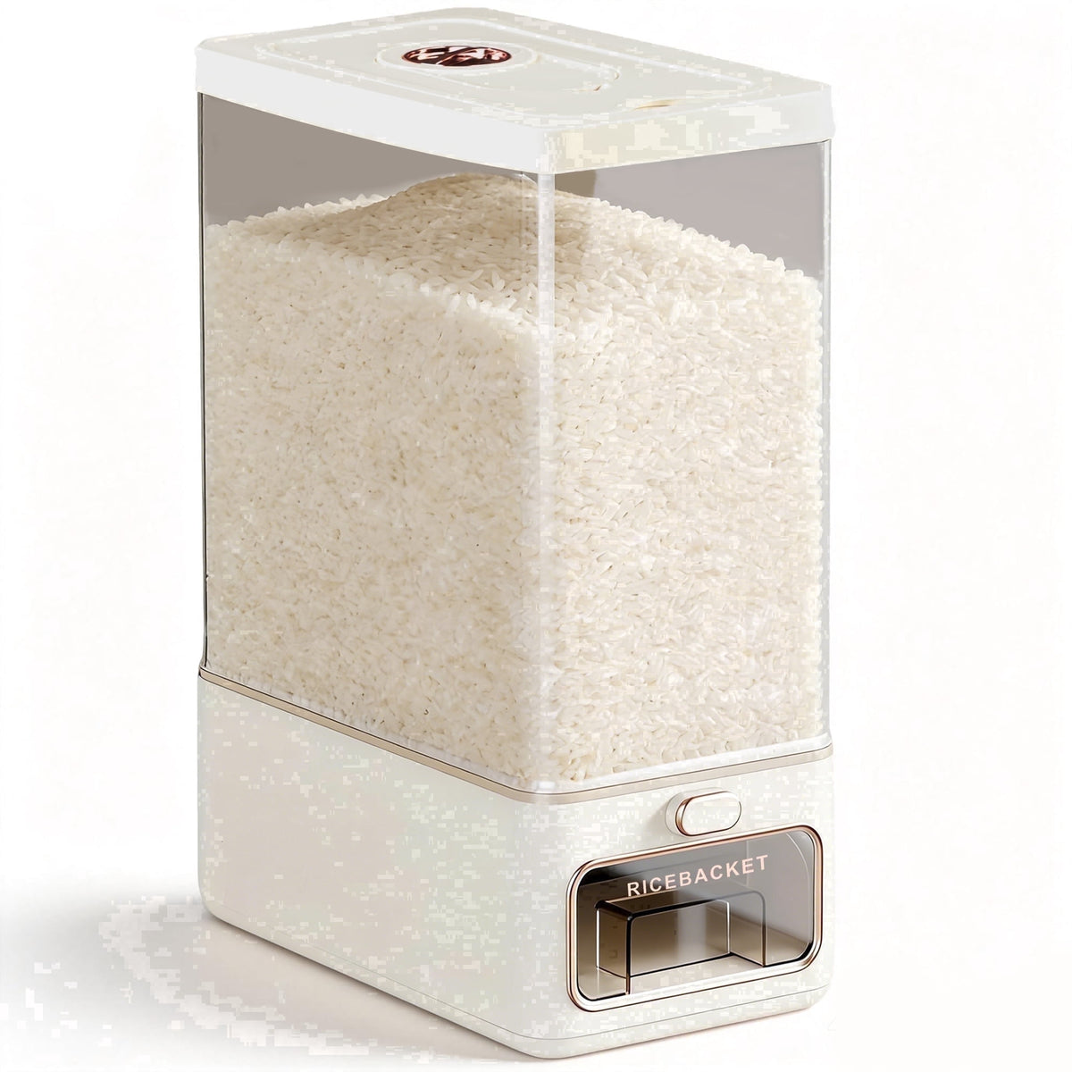 Rice Dispenser, 25 lb Sealed Grain Storage Container with One-Touch Dispensing and Freshener Box