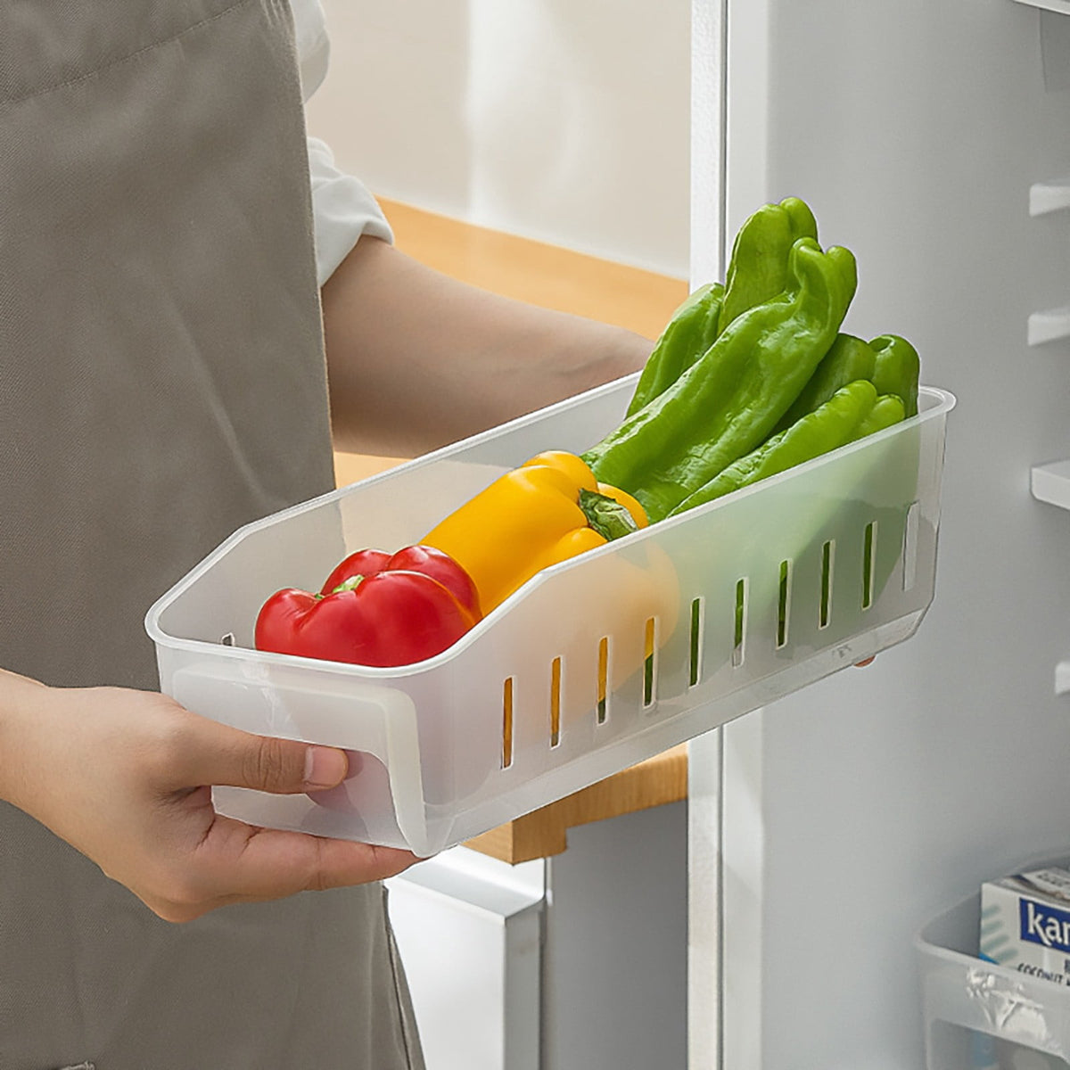 Stackable Freezer and Pantry Organizer Bins with Removable Dividers and Handles - Image 6