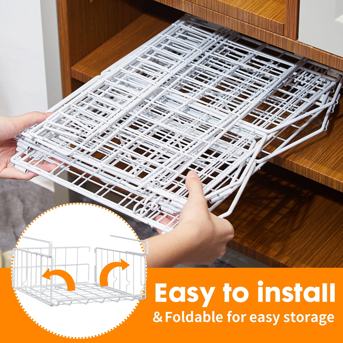 Under Shelf Hanging Baskets, 2-Pack Wire Cabinet and Pantry Organizers, 12.8 x 10.16 x 4.92 Inch - Image 4