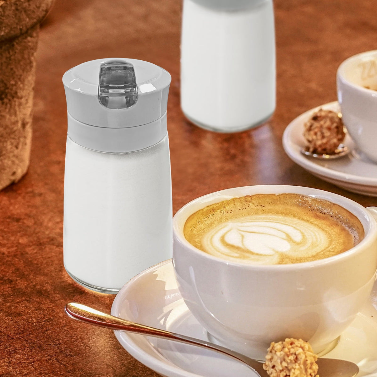 Glass Sugar Dispenser with Auto Flip Spout, 8.5 oz Weighted Pourer, Set of 2, Gray - Image 6