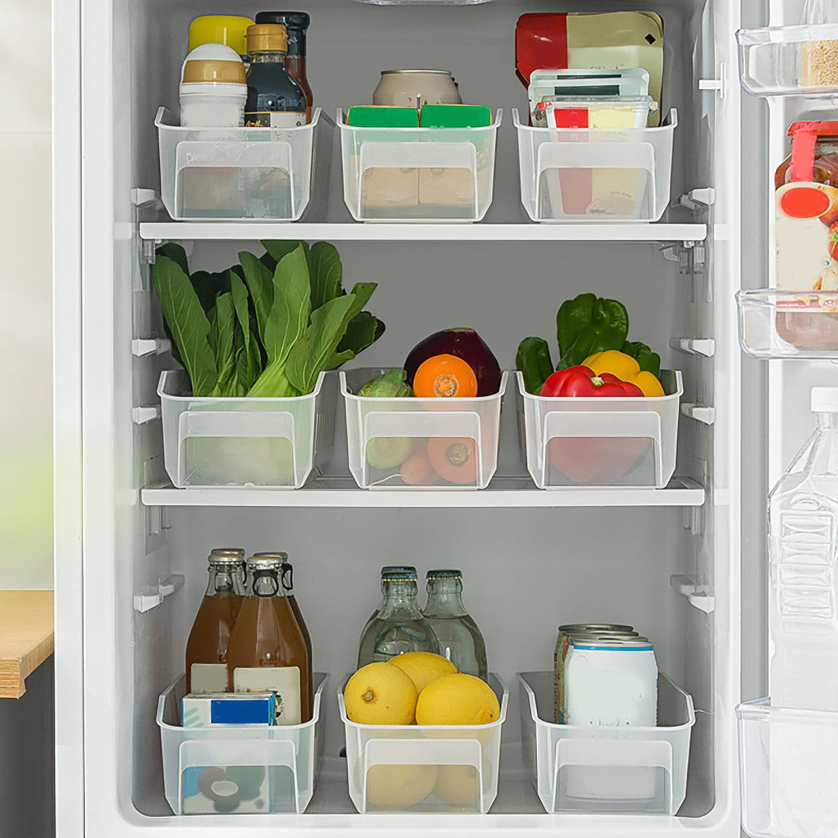 Stackable Freezer and Pantry Organizer Bins with Removable Dividers and Handles - Image 4