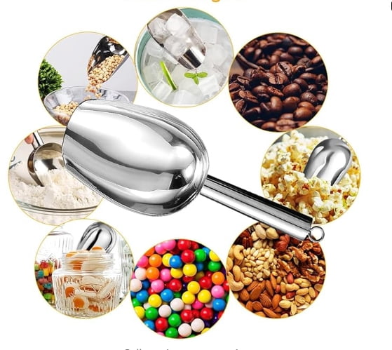 Stainless Steel Ice and Food Scoops, Set of 2, Small Scoop for Ice, Flour and Pet Food - Image 5