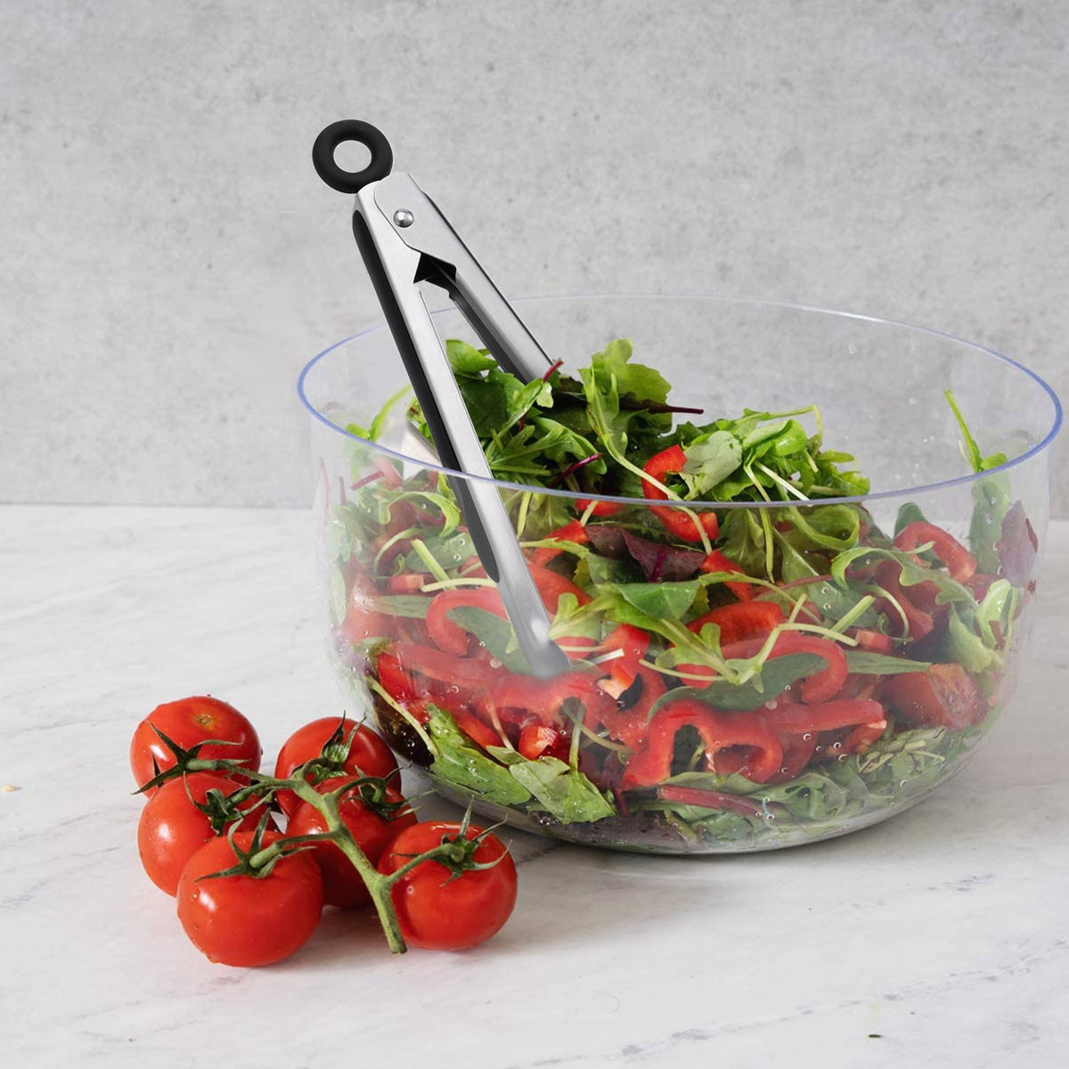 Stainless Steel Serving Tongs, 3-Piece Set with Silicone Grips, 8, 10 and 13 Inch, Black - Image 4