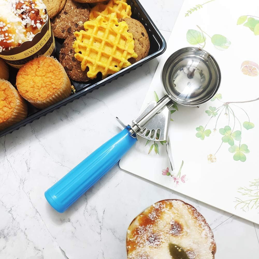 Portion Scoop, 2 oz Stainless Steel Disher with Blue Handle for Cookies, Cupcakes and Ice Cream - Image 5