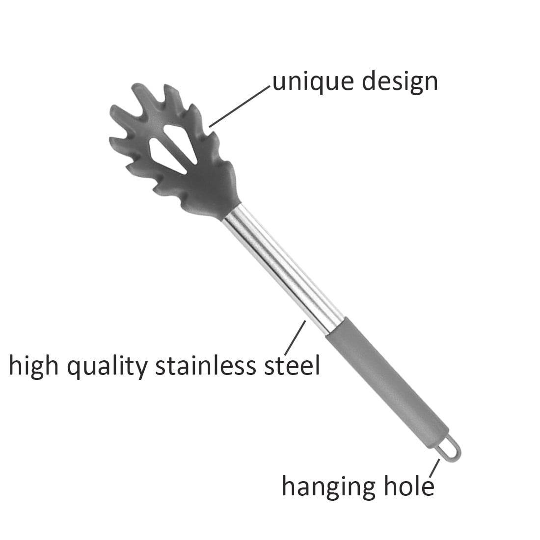 Silicone Pasta Server Fork with Stainless Steel Core, Heat Resistant Spaghetti Spoon - Image 6
