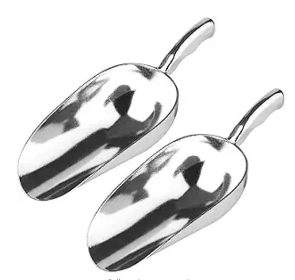 Stainless Steel Ice and Food Scoops, Set of 2, Small Scoop for Ice, Flour and Pet Food