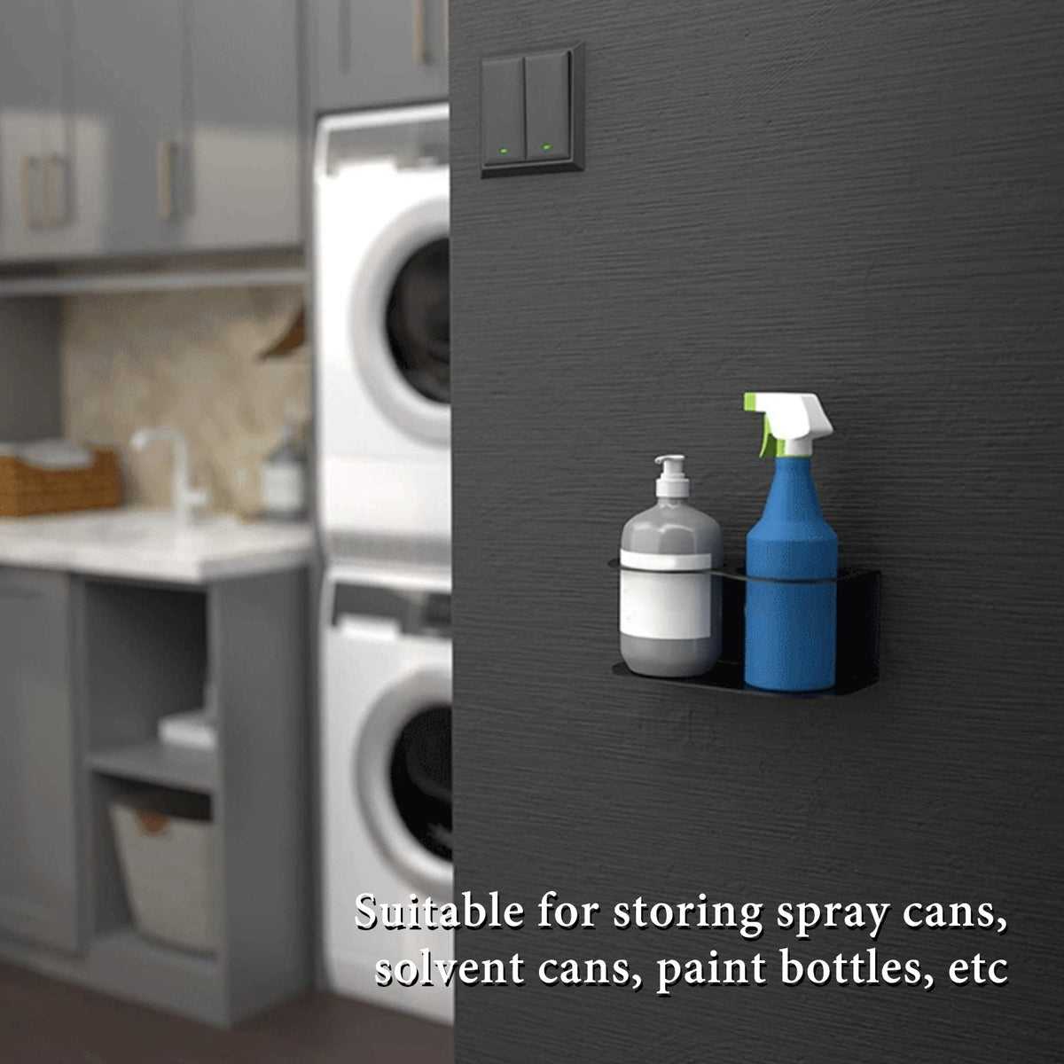Wall-Mounted Spray Can Holder, 2-Pack Metal Bottle Rack for Pantry, Utility Room and Garage - Image 3