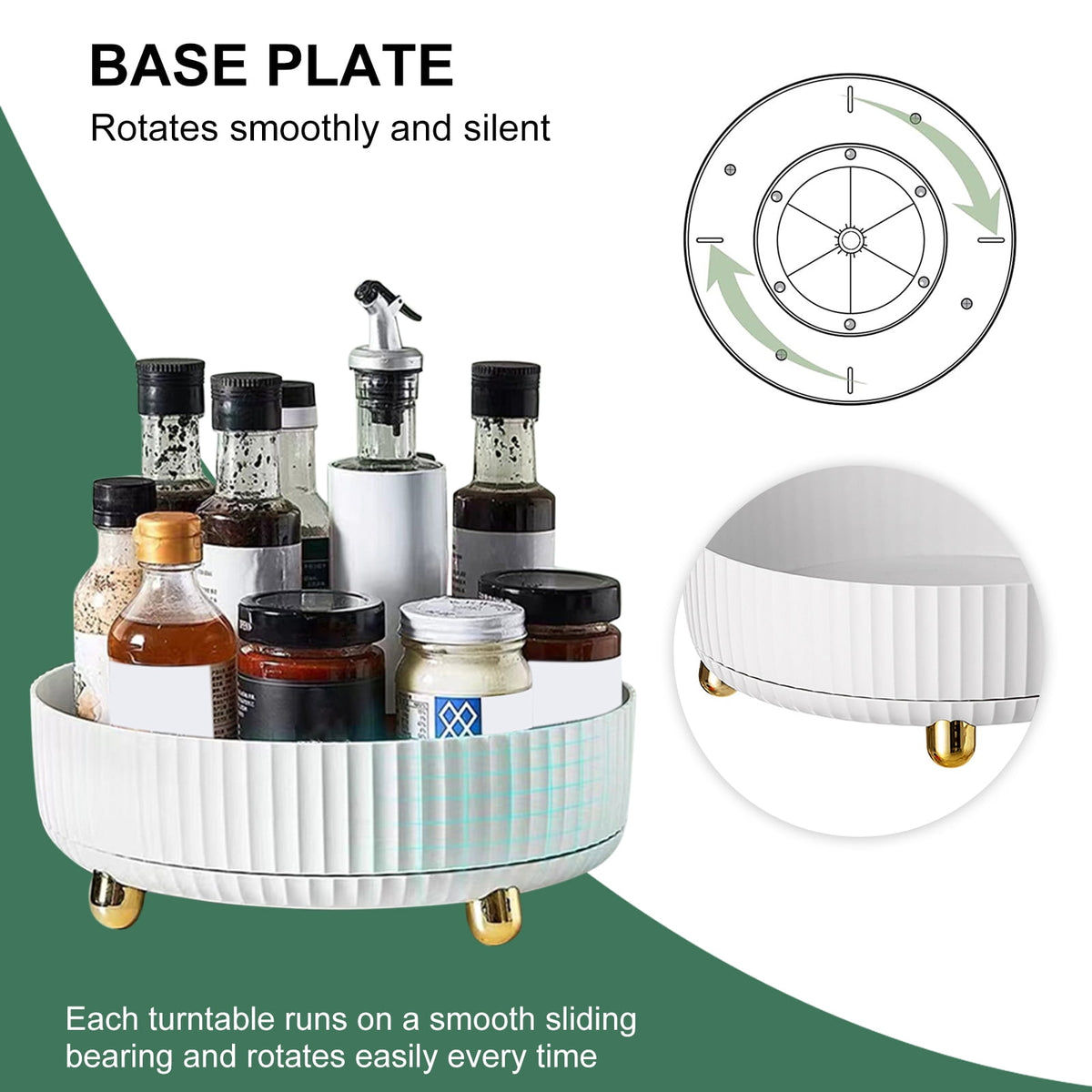 Lazy Susan Turntable, 8.6 Inch Rotating Plastic Organizer for Cabinets and Countertops - Image 5