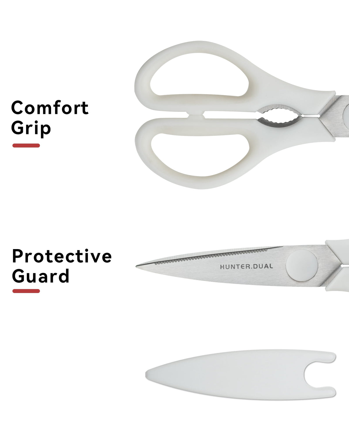 Heavy Duty Kitchen Shears, Come-Apart Poultry Scissors with Bottle Opener, 8.35 Inch, Cream - Image 2