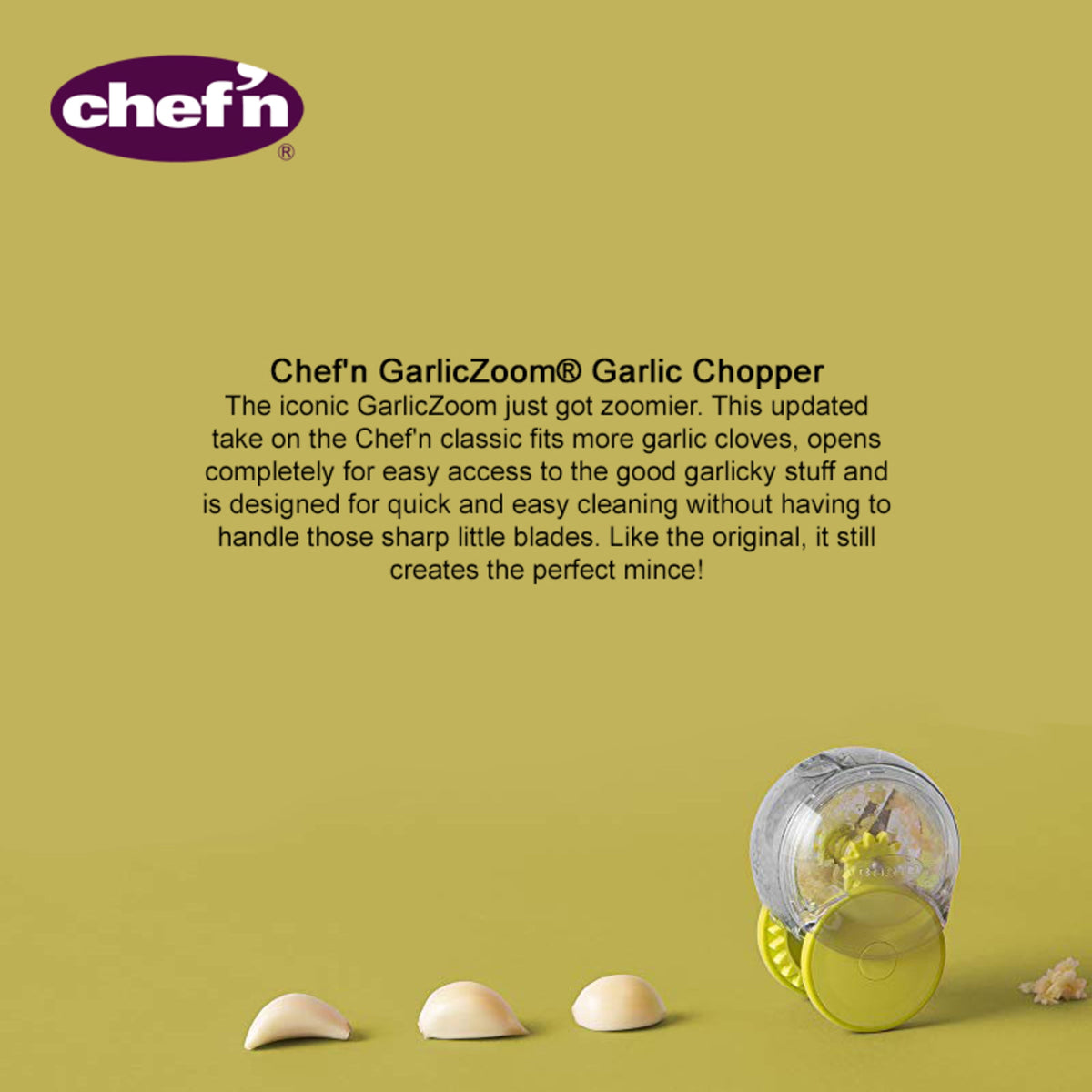 Rolling Garlic Chopper, Green Wheeled Mincer with Removable Blade Compartment - Image 6