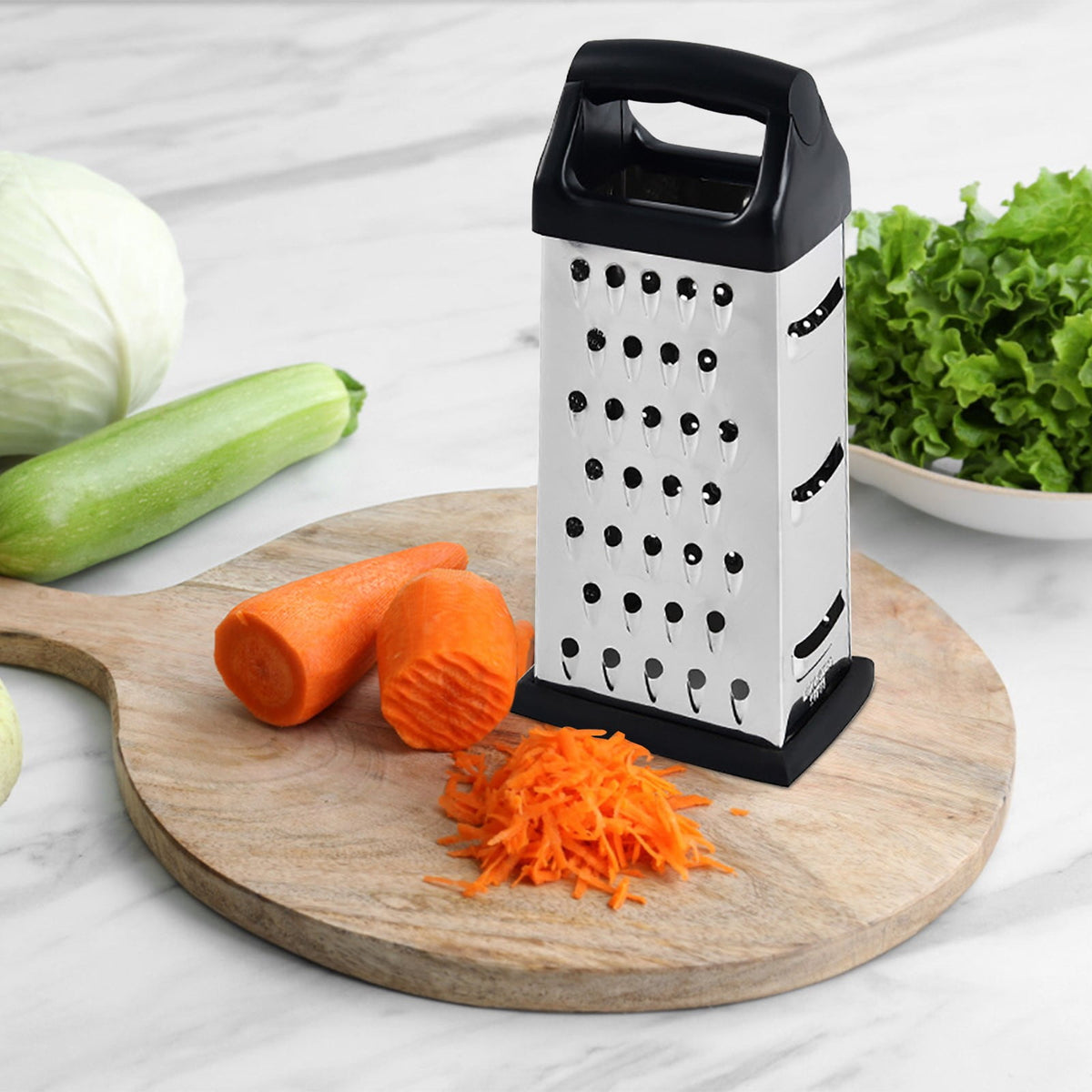 Four-Sided Box Grater, Stainless Steel with Fine, Medium and Coarse Faces and Comfort Handle - Image 6