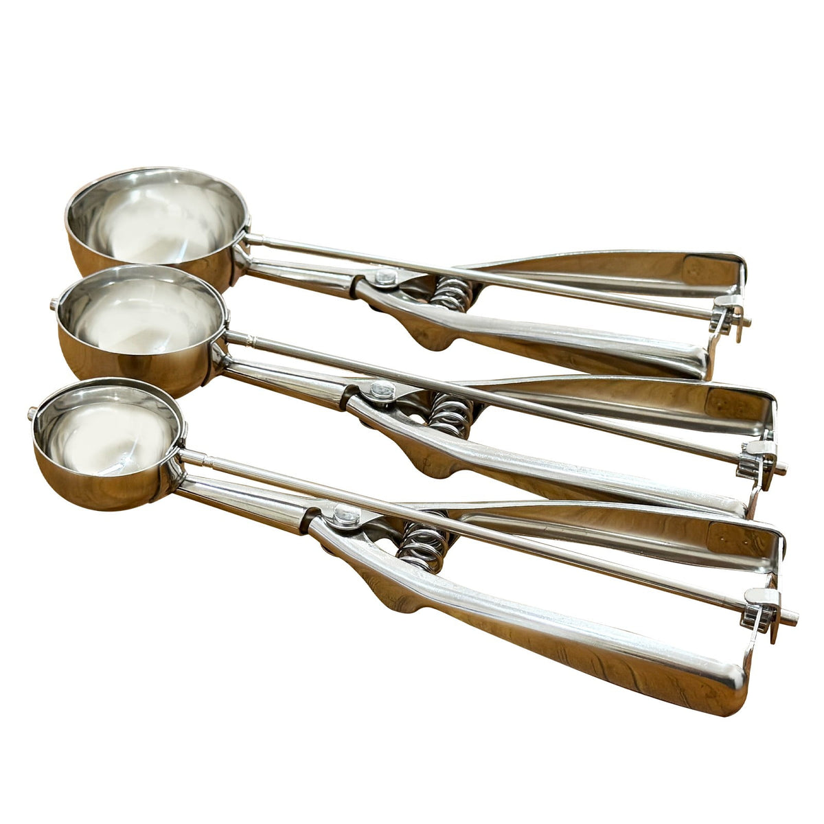 Trigger Scoop Set of 3, Stainless Steel Ice Cream and Cookie Dough Scoops, Small, Medium and Large - Image 3