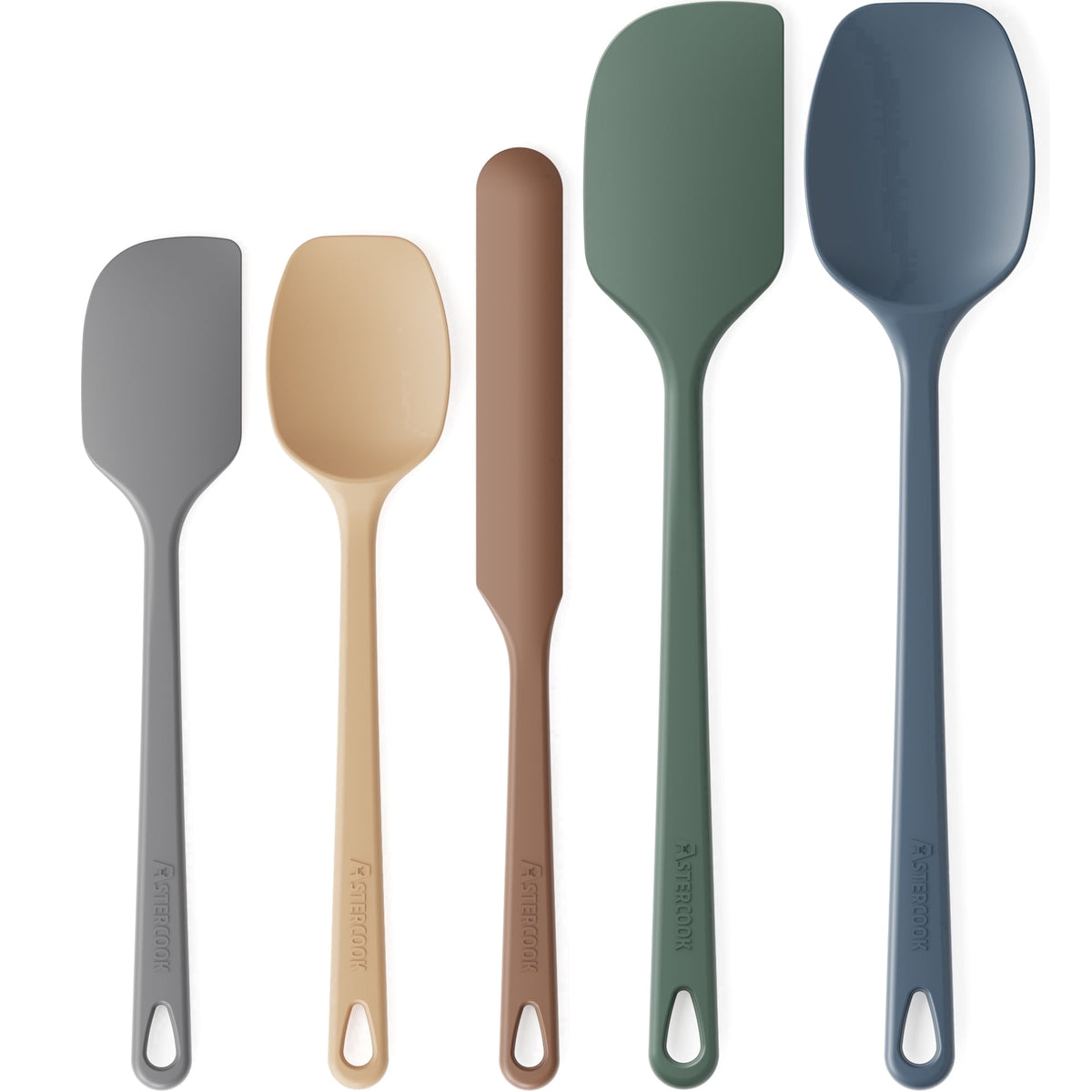 Silicone Spatula Set of 5, Stainless Steel Core, Heat Resistant to 560°F