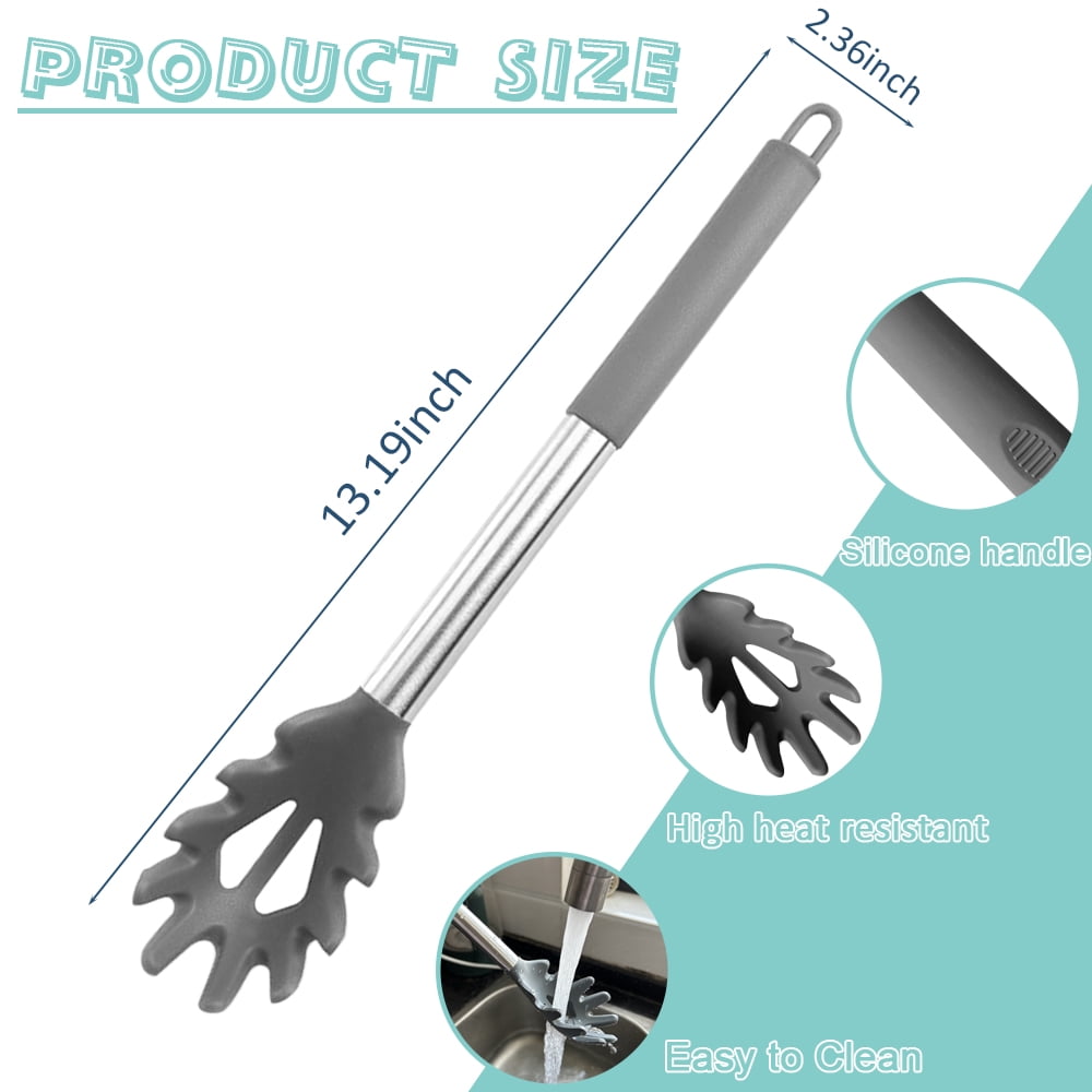 Silicone Pasta Server Fork with Stainless Steel Core, Heat Resistant Spaghetti Spoon - Image 5