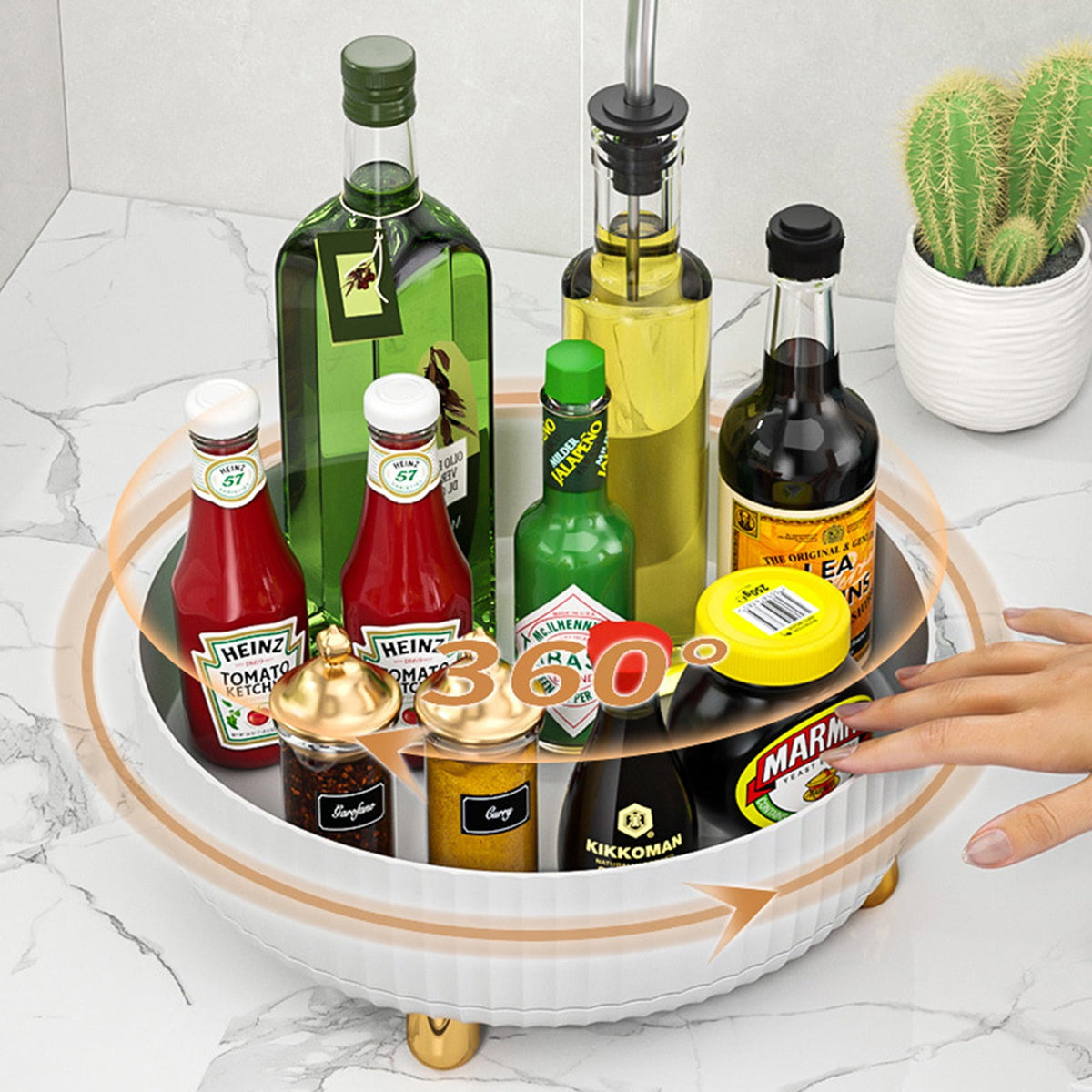 Lazy Susan Turntable, 8.6 Inch Rotating Plastic Organizer for Cabinets and Countertops - Image 3