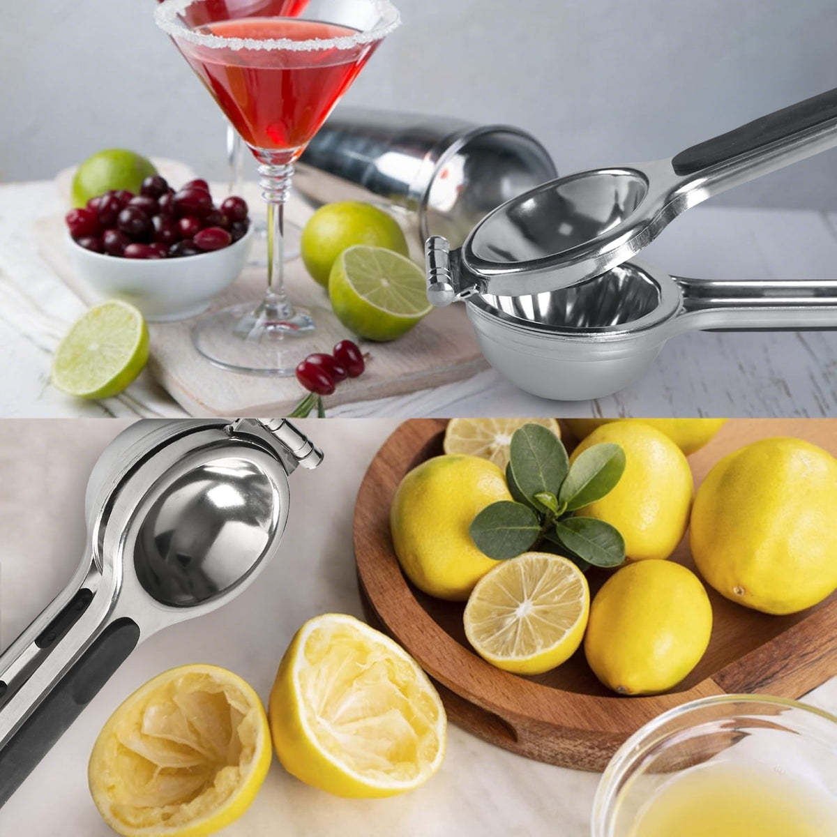 Stainless Steel Lemon Squeezer with Silicone Handles, Heavy Duty Handheld Citrus Juicer - Image 6