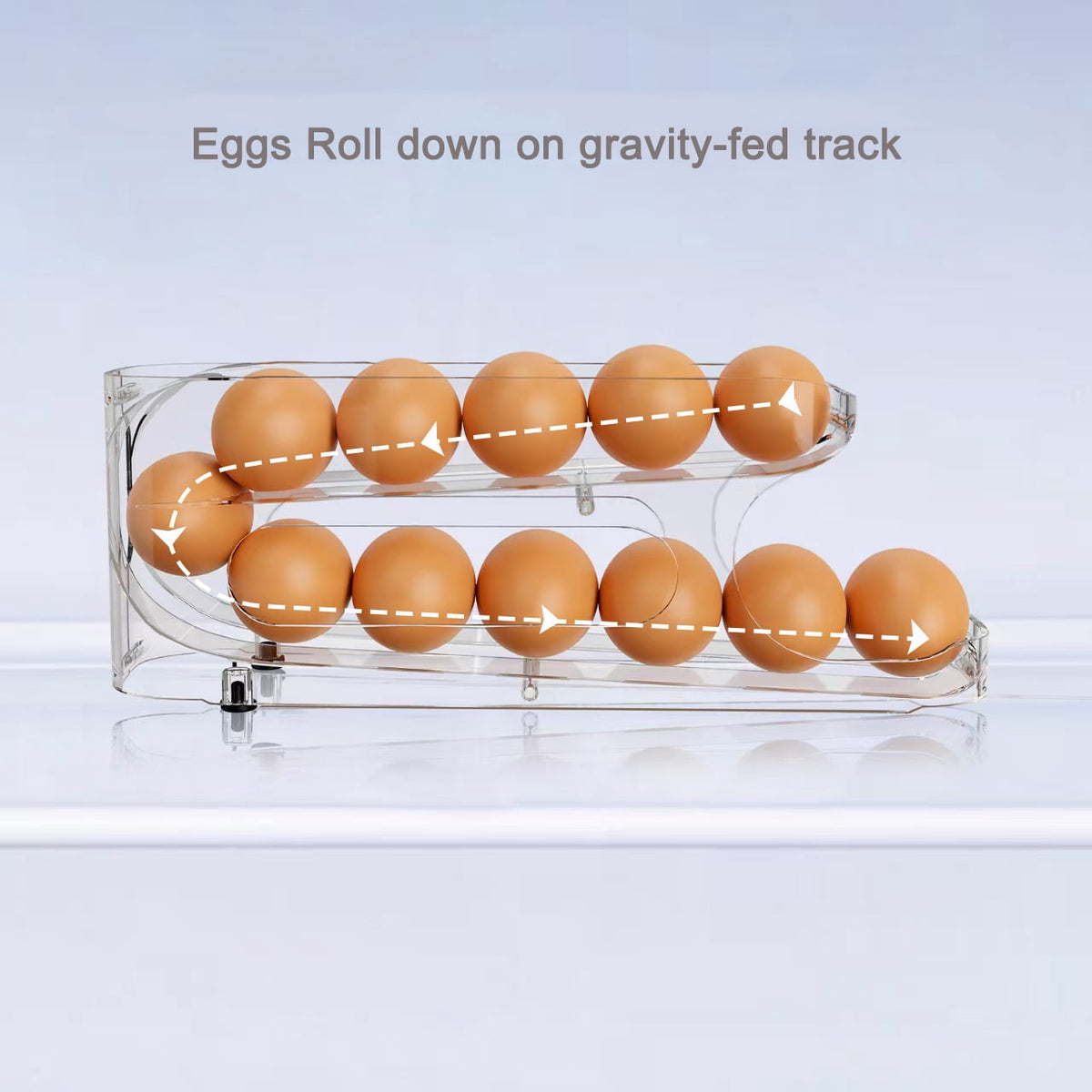 Auto-Rolling Egg Holder for Refrigerator, Space-Saving Dispenser Holds 12 Eggs, Clear - Image 3