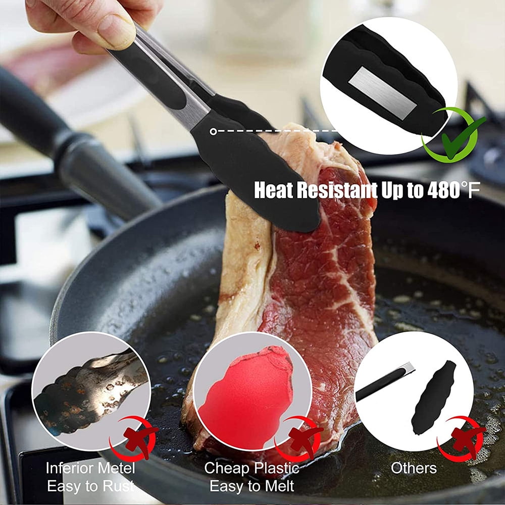 Silicone-Tipped Kitchen Tongs, Stainless Steel 3-Piece Set, 7, 9 and 12 Inch - Image 5