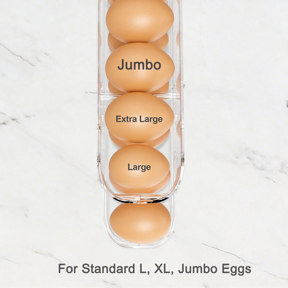 Auto-Rolling Egg Holder for Refrigerator, Space-Saving Dispenser Holds 12 Eggs, Clear - Image 2